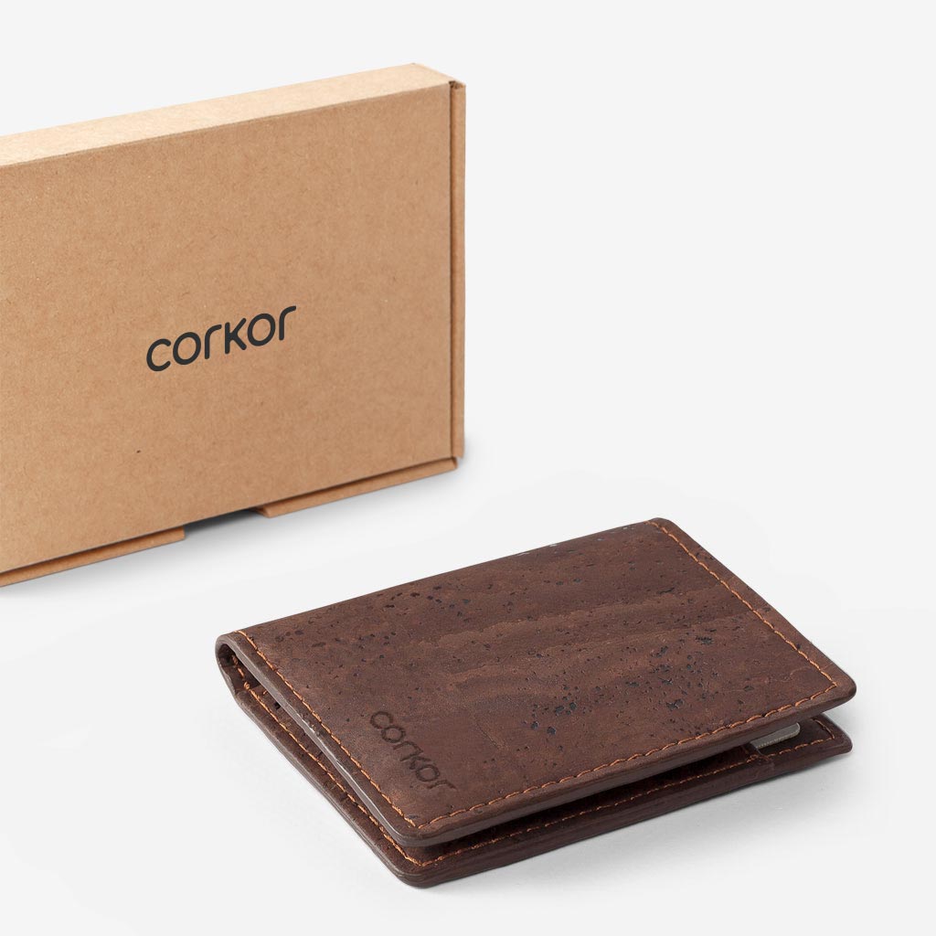 Cork Minimalist Bi-fold Wallet - Brown