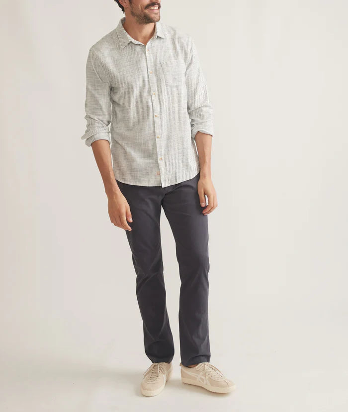 Jasper Stretch Selvage Long Sleeve Shirt - Natural Stripe Small