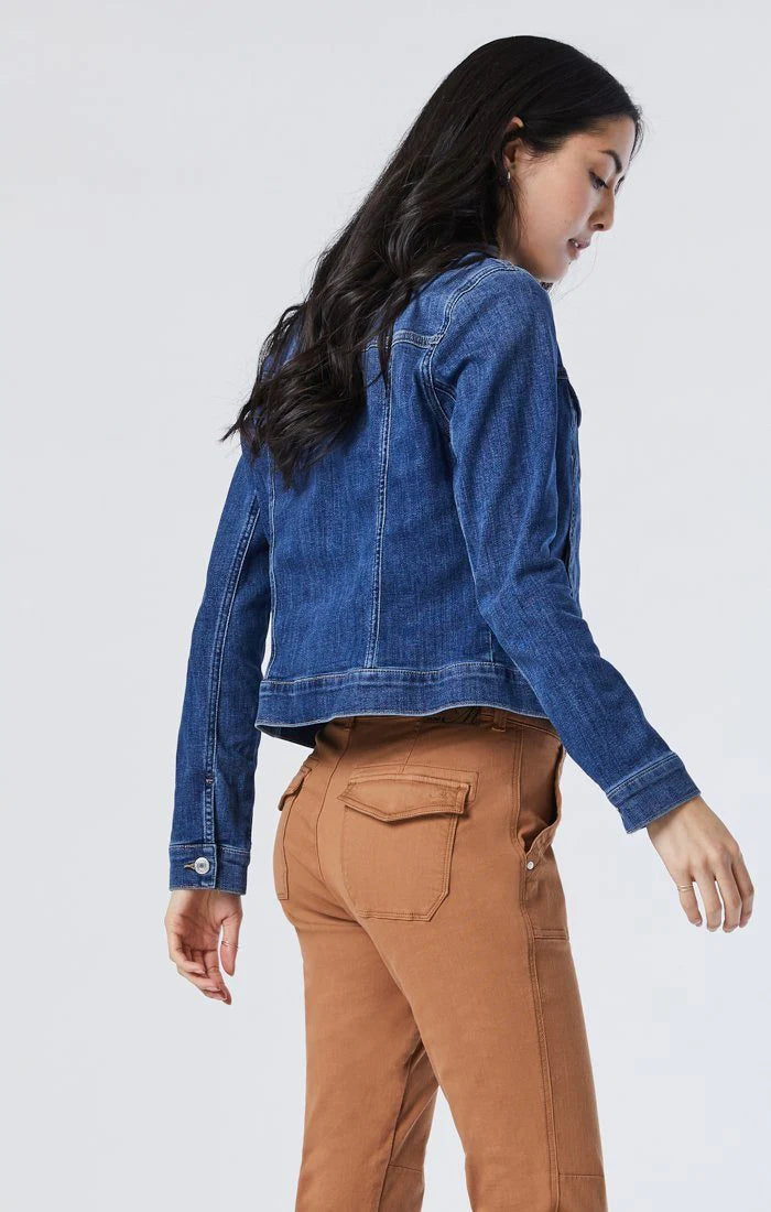 Samantha - Cropped Denim Jacket - Feather Blue Small