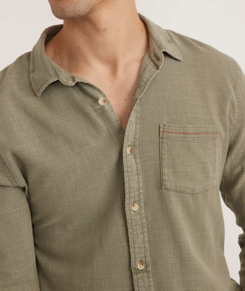 Rhett Stretch Selvage Long Sleeve Shirt - Vetiver Small