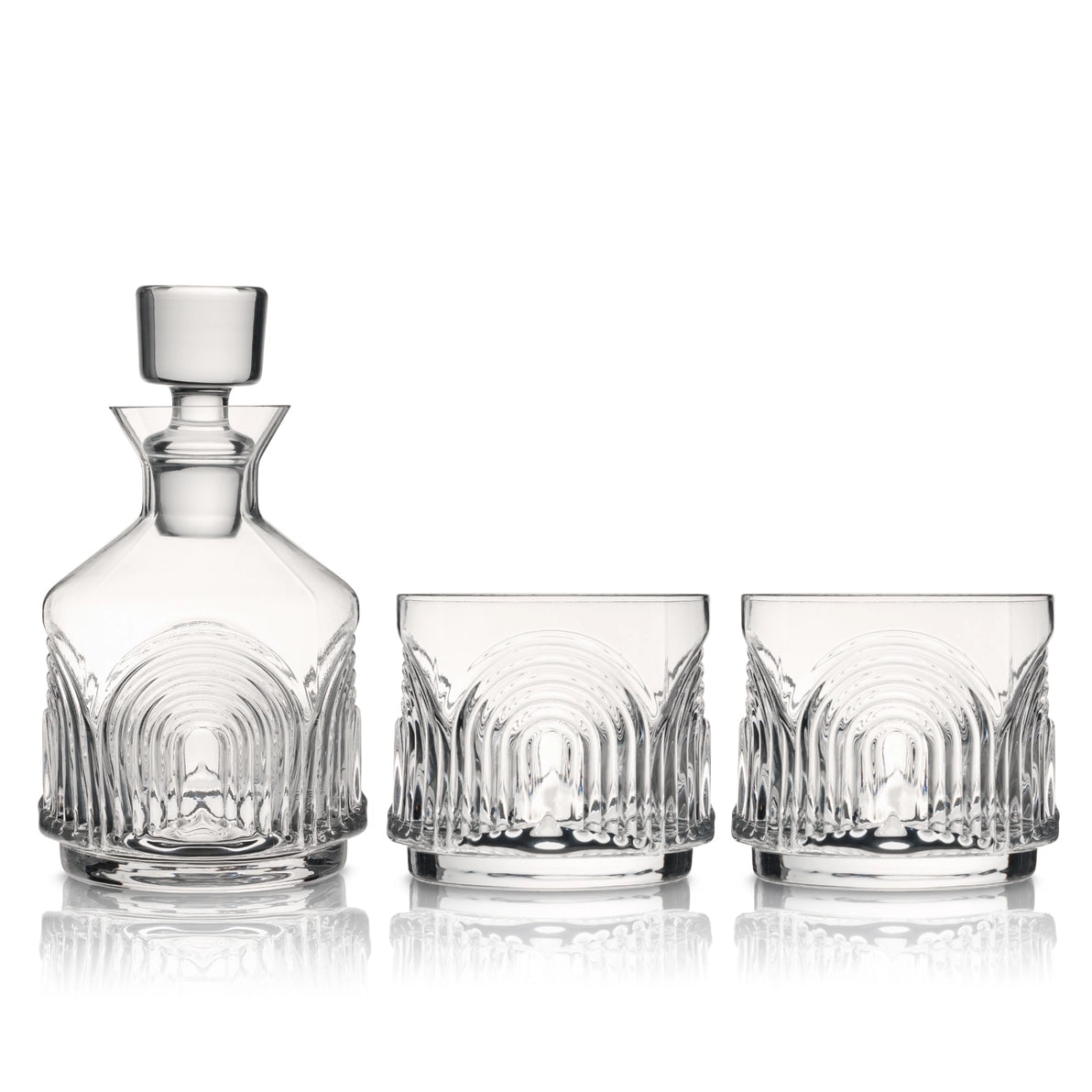 Deco Beau Stacking Decanter + Tumbler Set - Set of 3