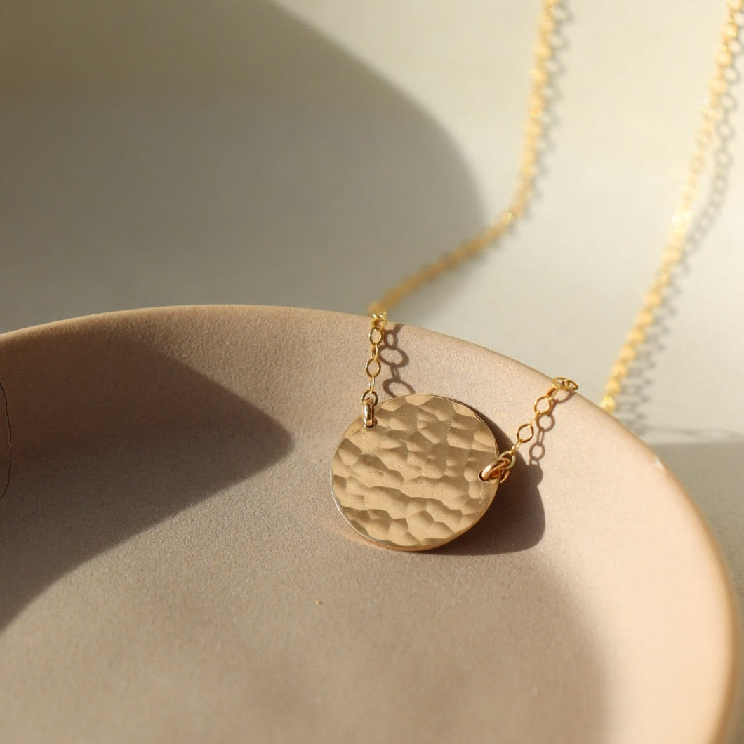 14k Gold Fill Full Moon Pendant Necklace