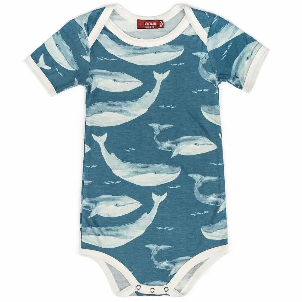 Blue Whale Onesie Short Sleeve 3-6m