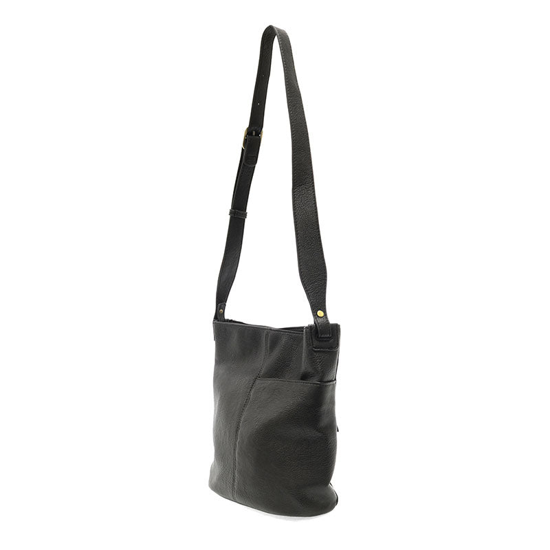 Bindi Front Slip Pocket Bucket Crosbody Bag Black