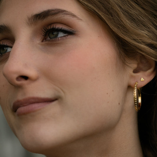 Gold Beaded Hoops - 1.25"