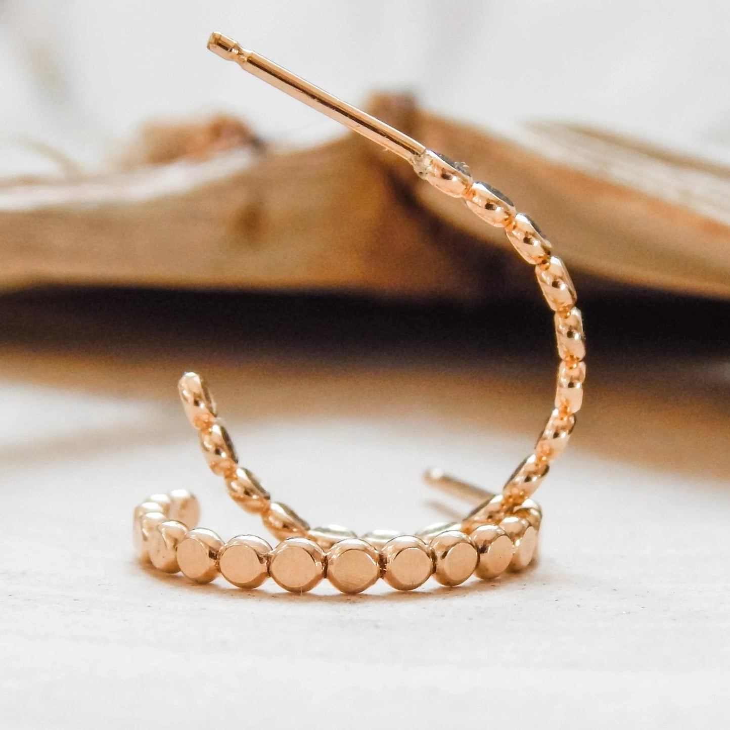 Pebble Hoop Stud Earrings 14k Gold Fill