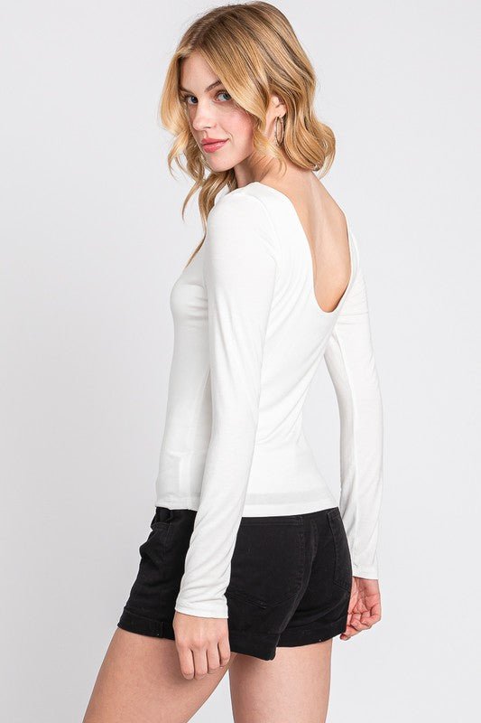 Hannah Boat Neck Long Sleeve Top Black Small