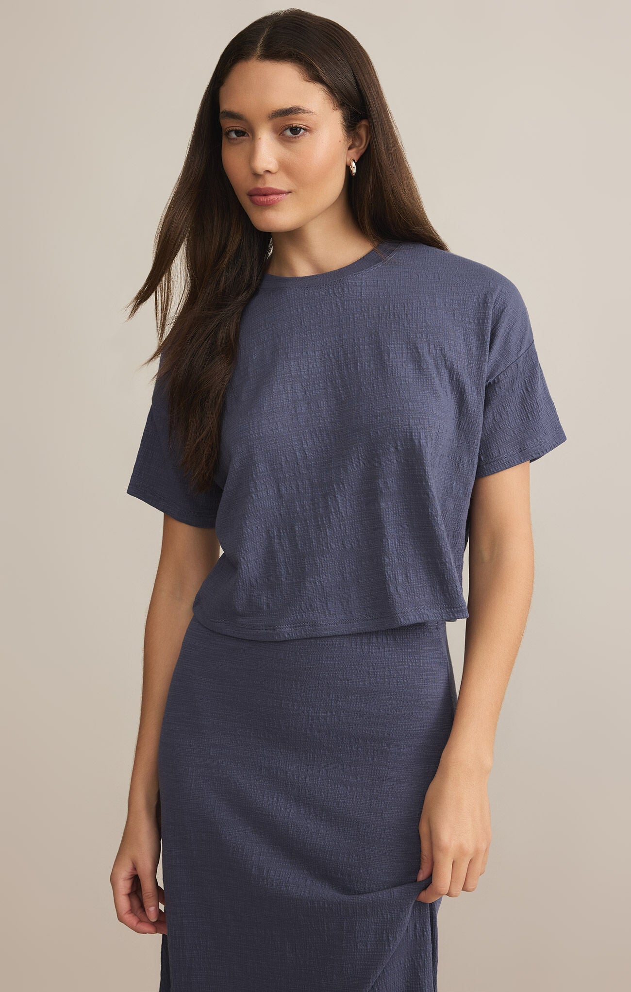 Sway Textured Crop Tee Black X-Small