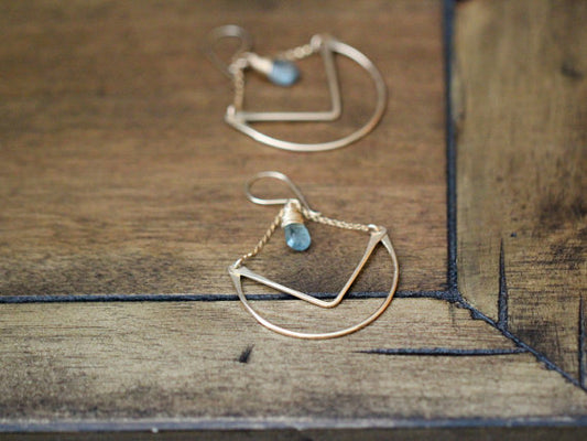 Gold-Fill Tulip Hoops with Aquamarine