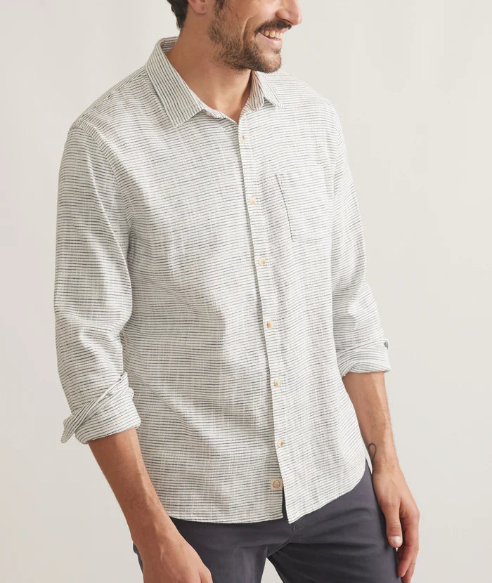 Jasper Stretch Selvage Long Sleeve Shirt - Natural Stripe Small