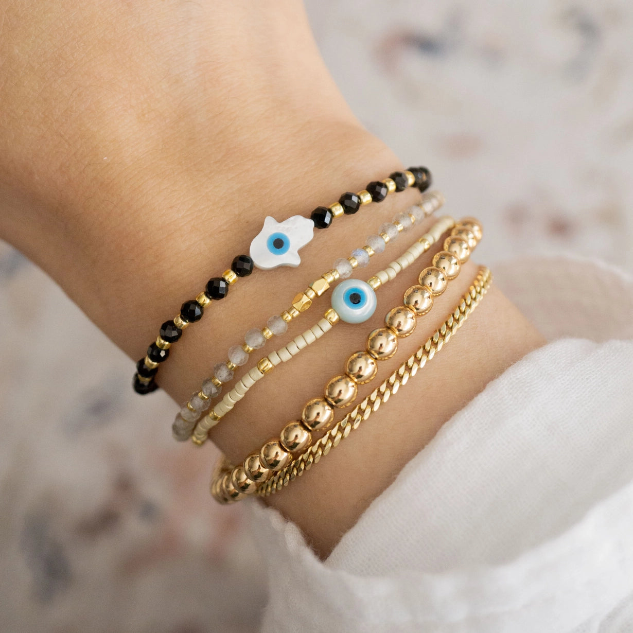 Hamsa Gemstone Bracelet Apatite