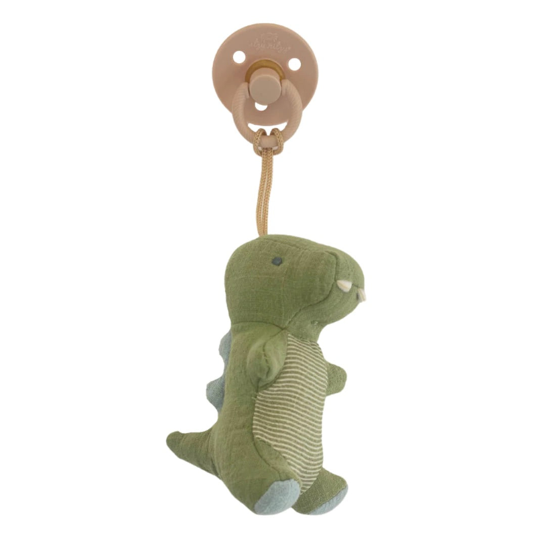 Natural Rubber Pacifier with Stuffed Animal Dino