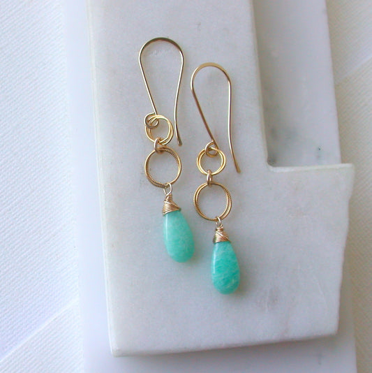 Statement Amazonite Earrings 14k Gold Fill