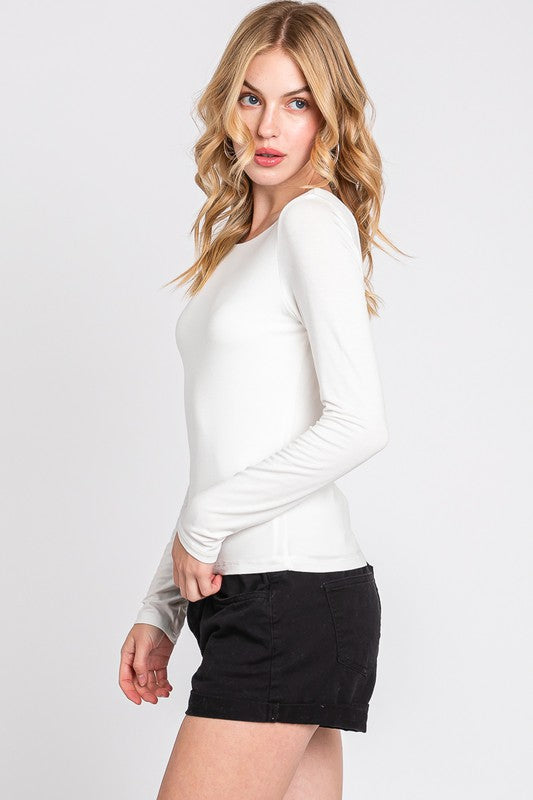 Hannah Boat Neck Long Sleeve Top Black Small