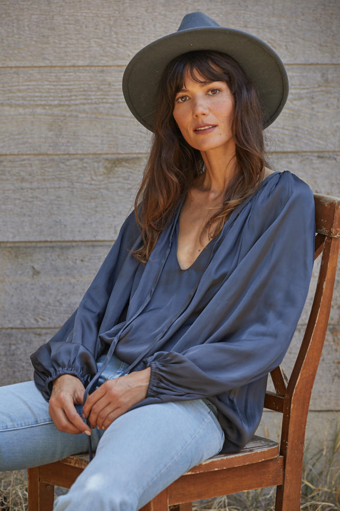 Sue Satin Top Terracotta Small