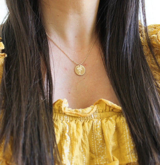 Golden Birth Flower Necklace January - Carnation