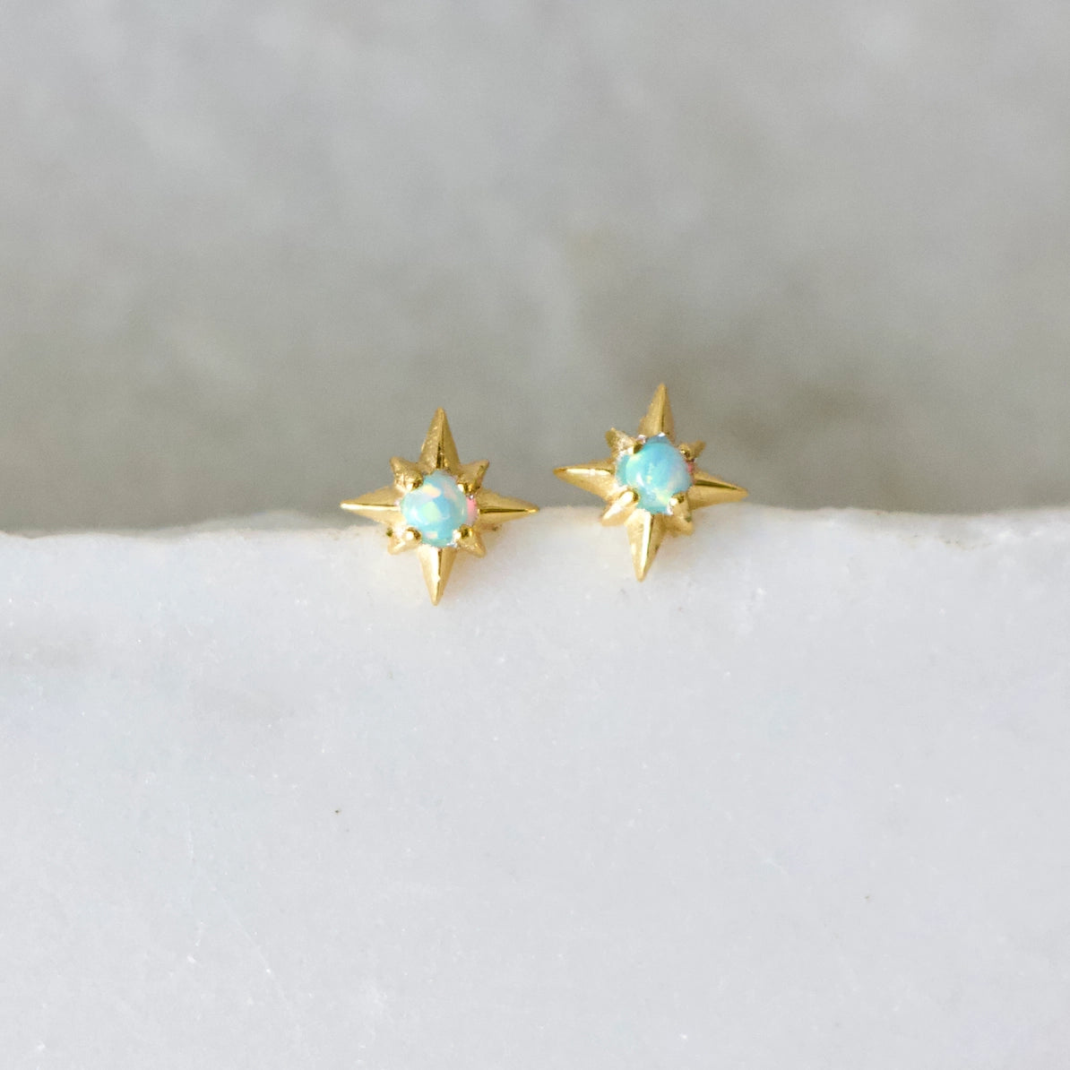 Blue Opal Star Earrings