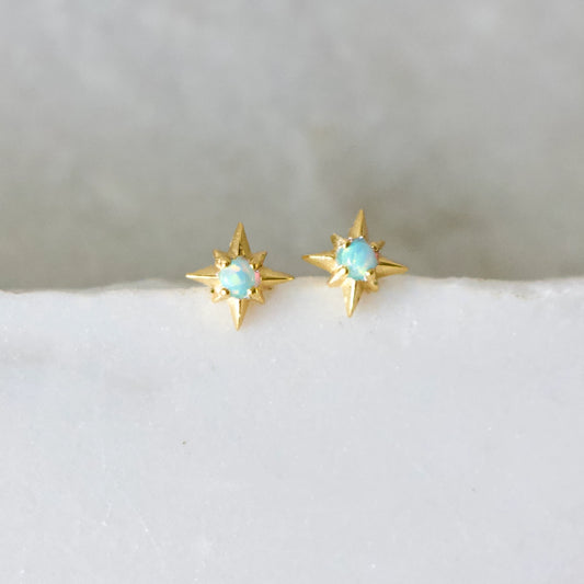 Blue Opal Star Earrings
