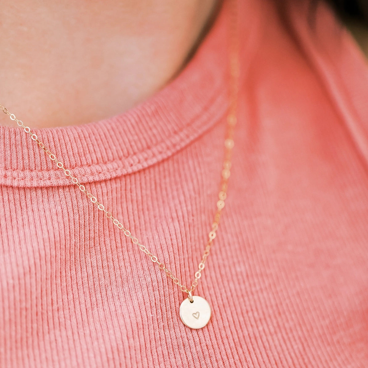 14k Gold Filled Heart Disc Necklace