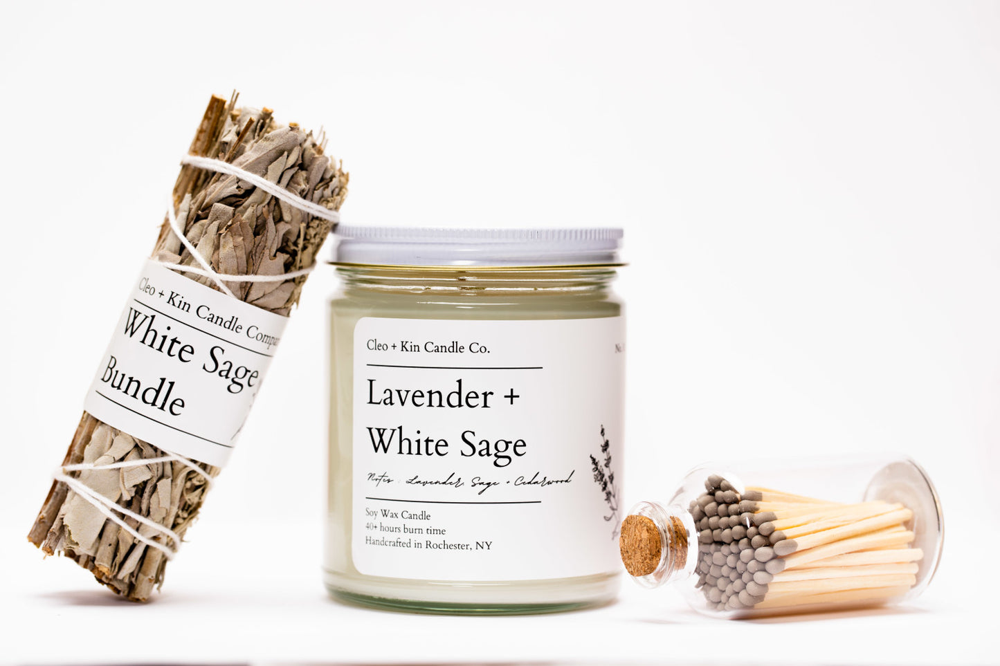 Cleo + Kin Candle Lavender + White Sage