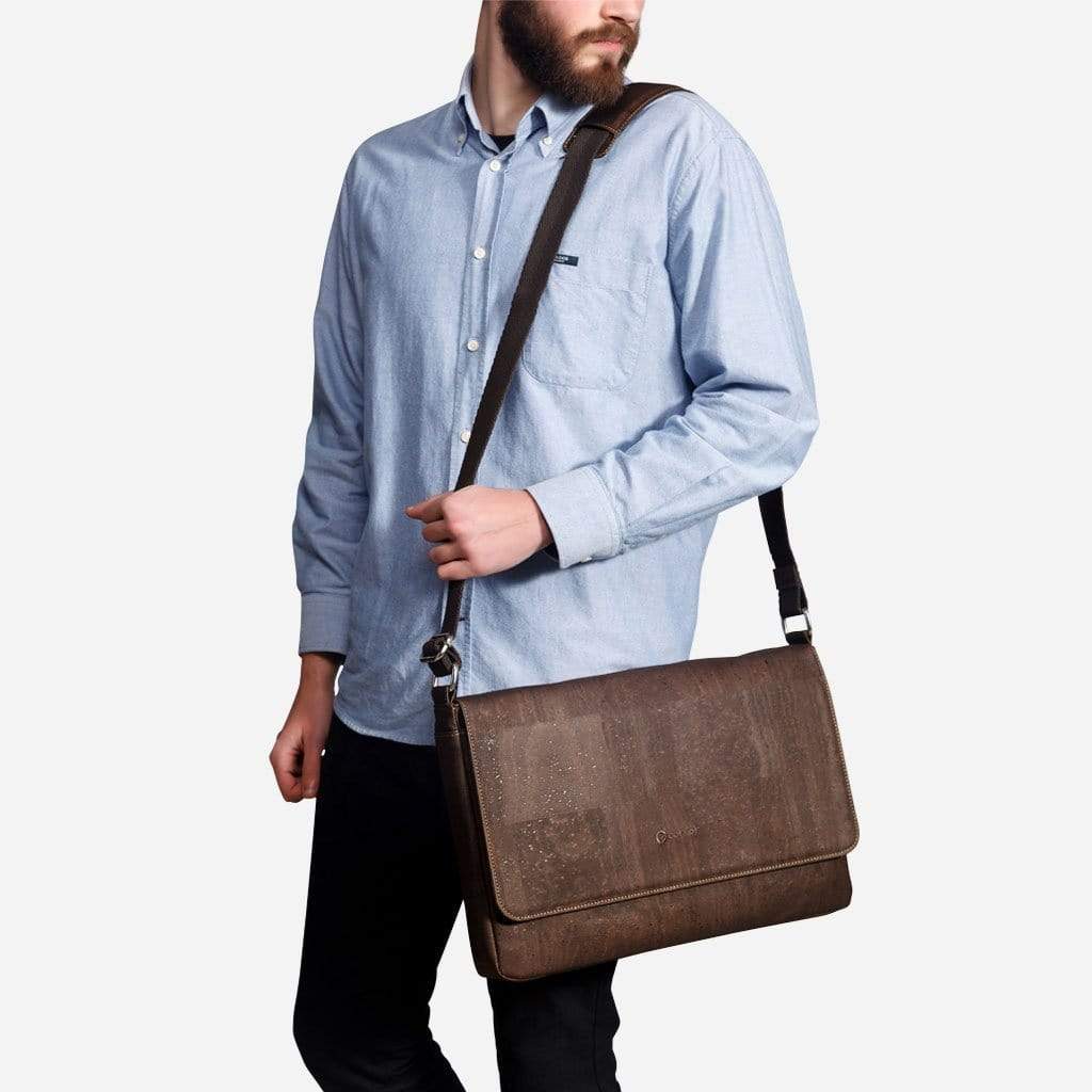 Large Cork Messenger Bag - Brown