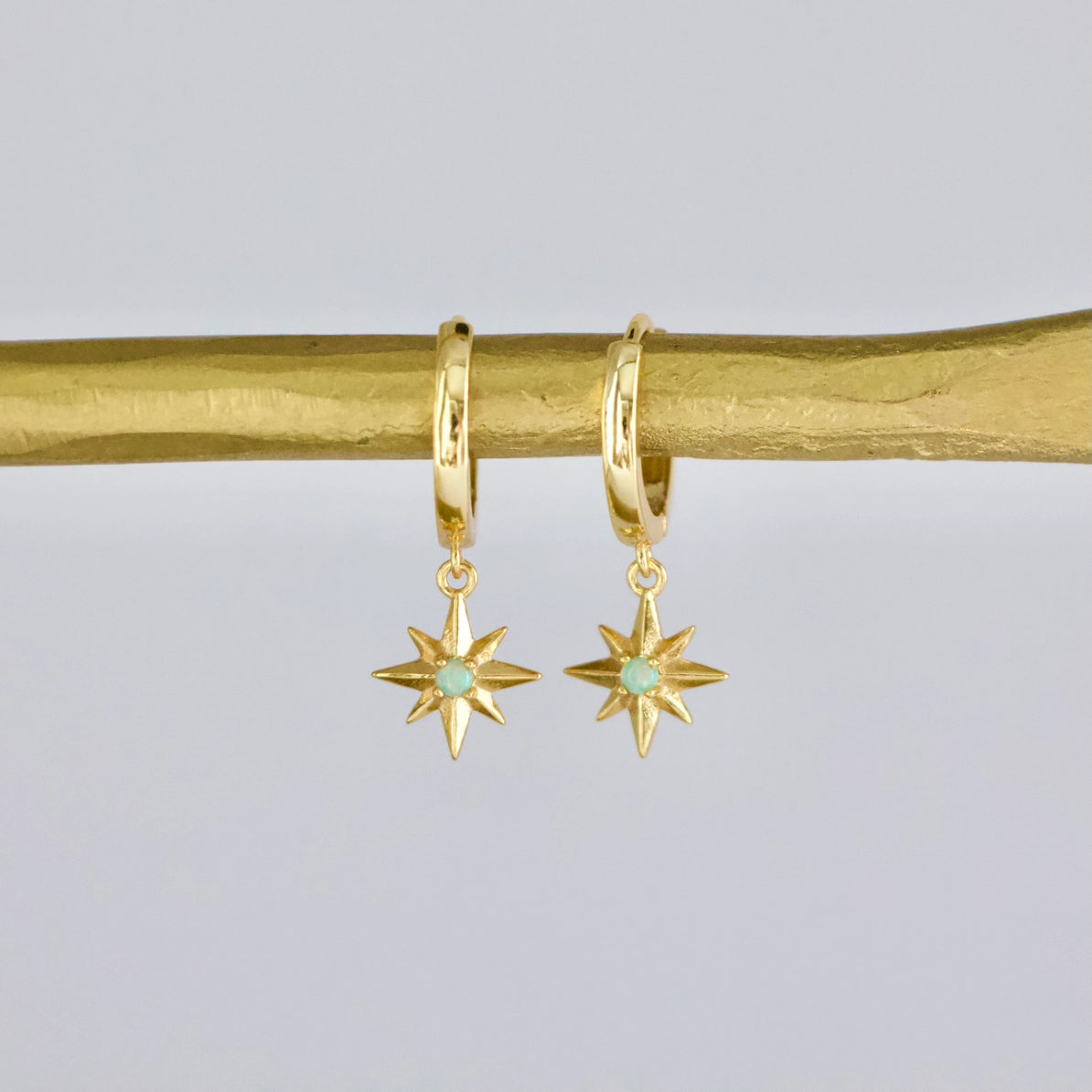 Opal Star Huggie Hoop Earrings