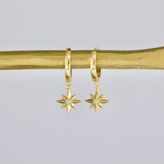 Opal Star Huggie Hoop Earrings