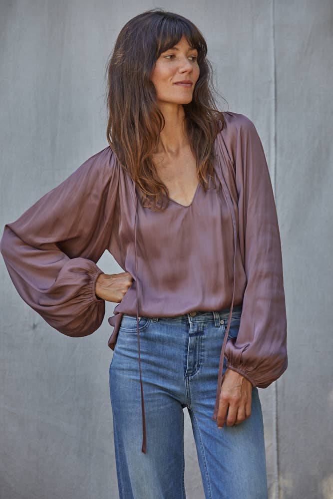 Sue Satin Top Terracotta Small