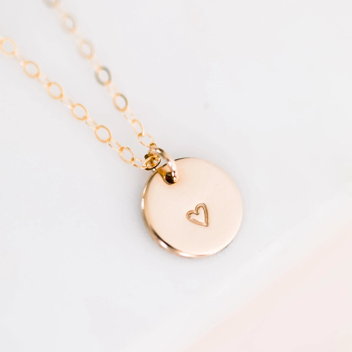 14k Gold Filled Heart Disc Necklace