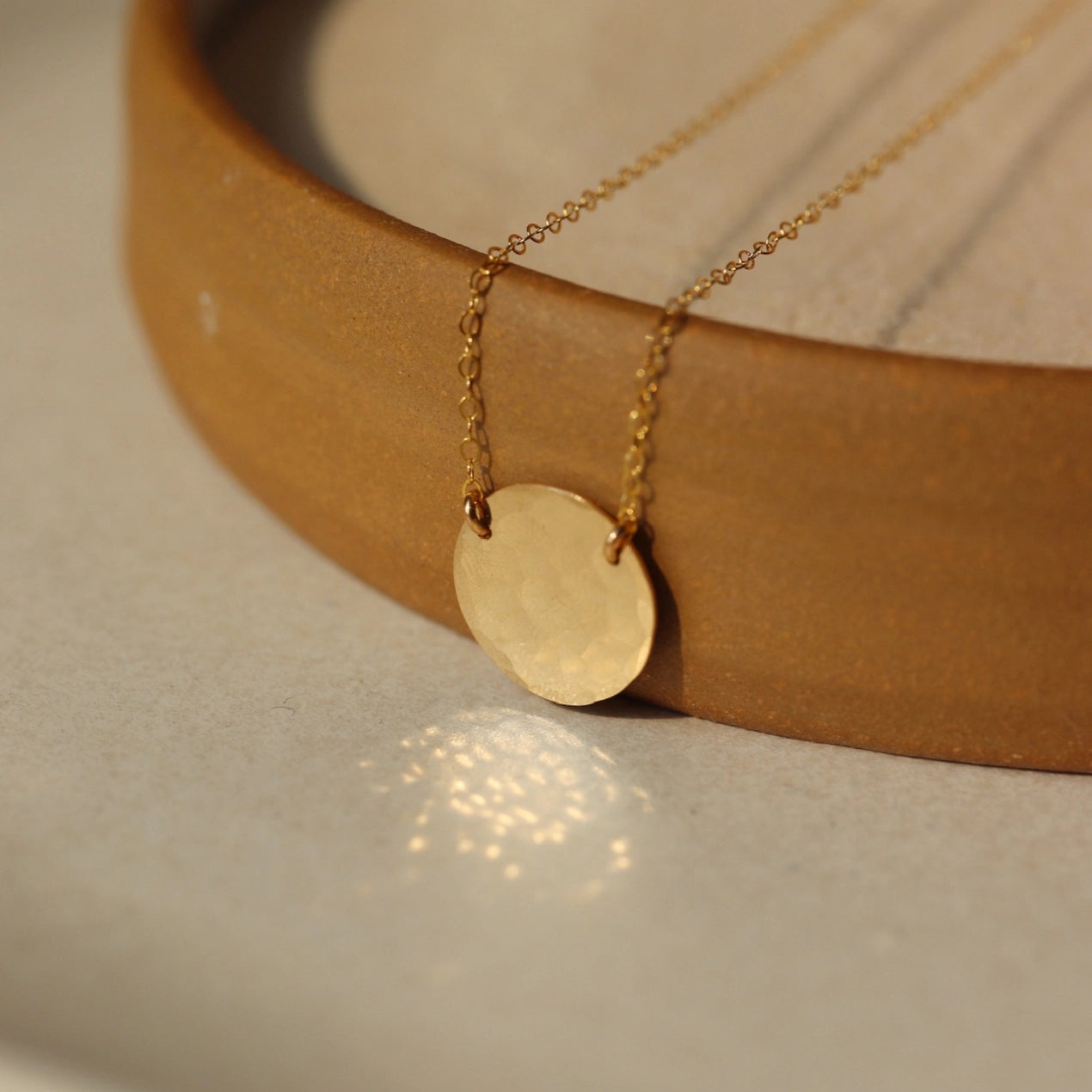 14k Gold Fill Full Moon Pendant Necklace