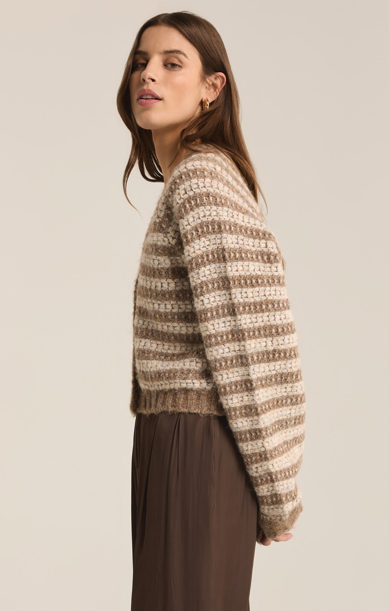 Este Metallic Stripe Cardigan Small