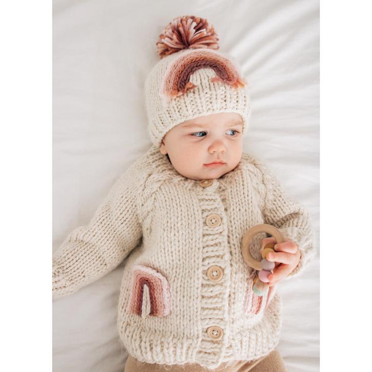 Mauve Rainbow Pocket Cardigan Sweater 0-6 M