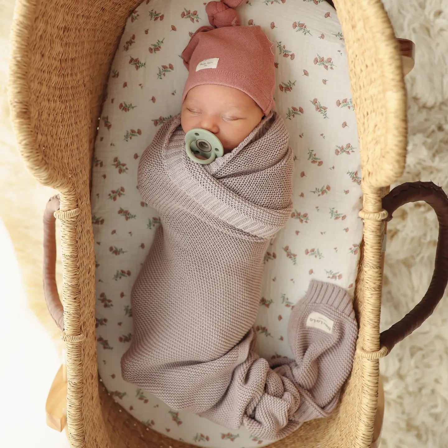 Organic Cotton Swaddle Baby Blanket -  Pink