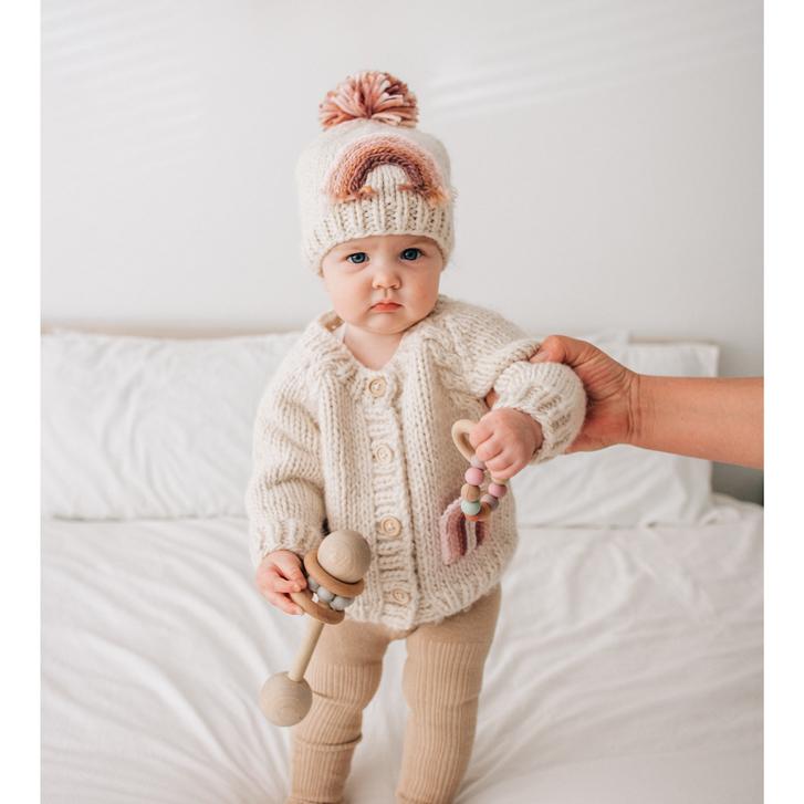 Mauve Rainbow Pocket Cardigan Sweater 0-6 M