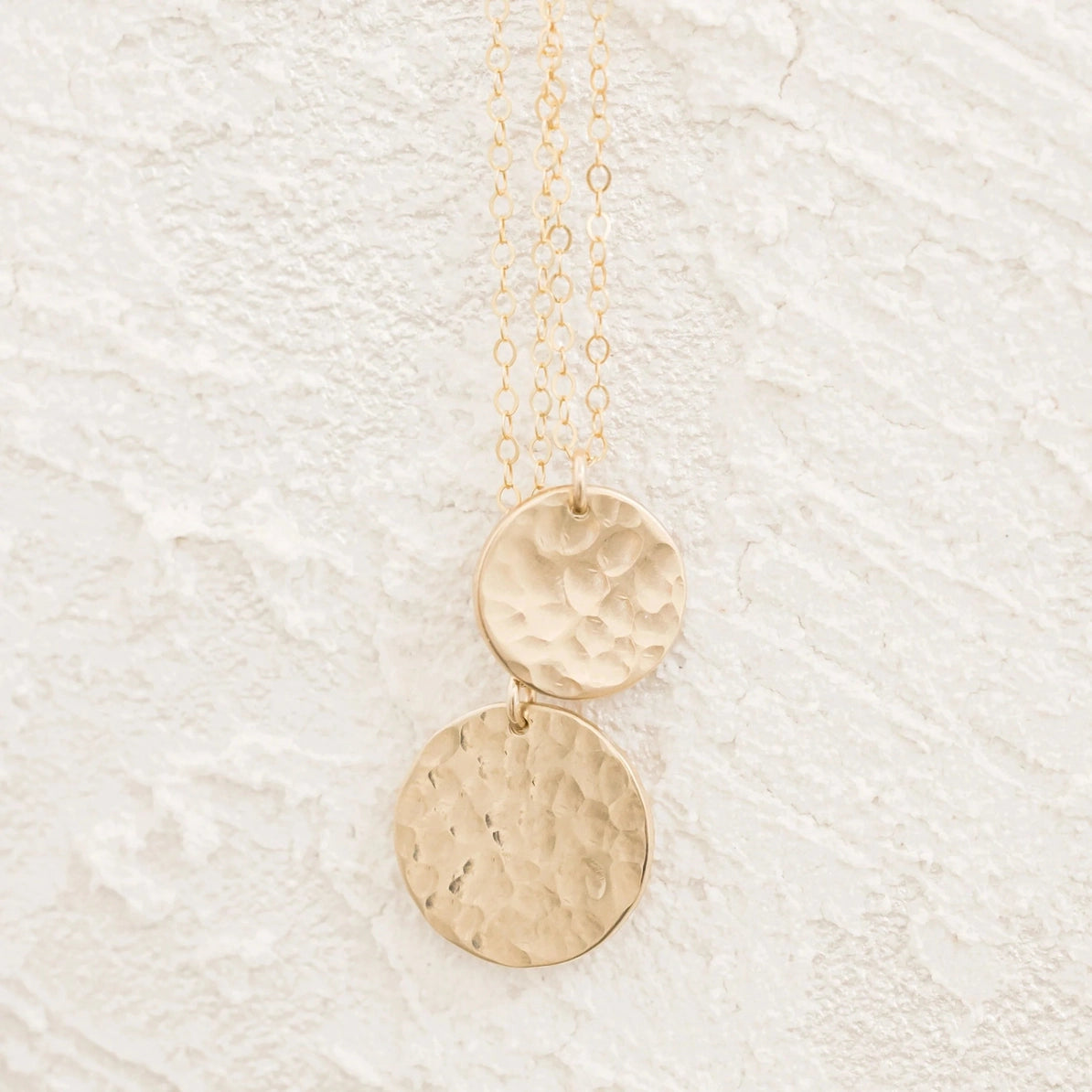 14k Gold Fill Hammered Disc Necklace Small