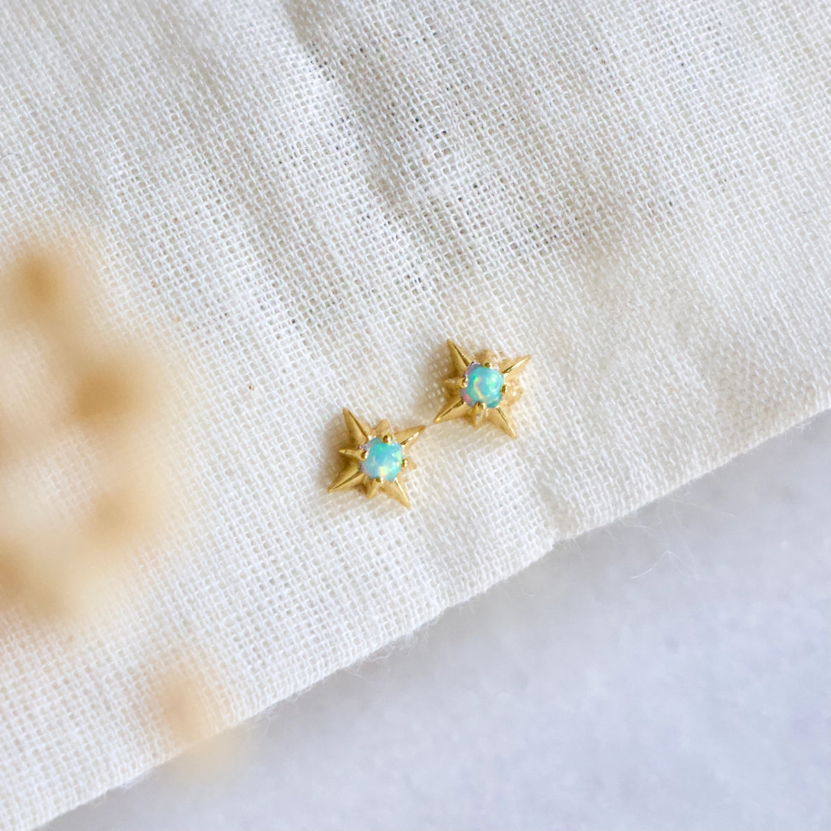 Blue Opal Star Earrings