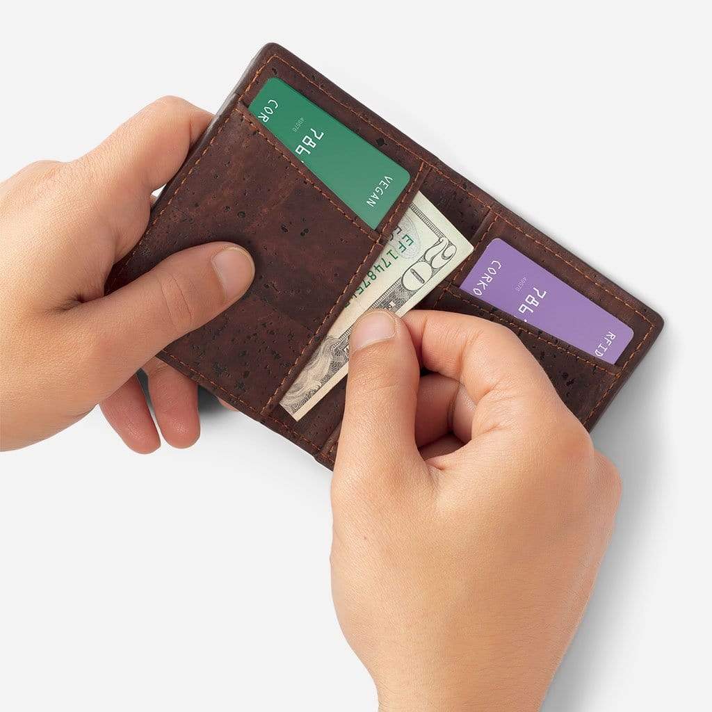 Cork Minimalist Bi-fold Wallet - Brown