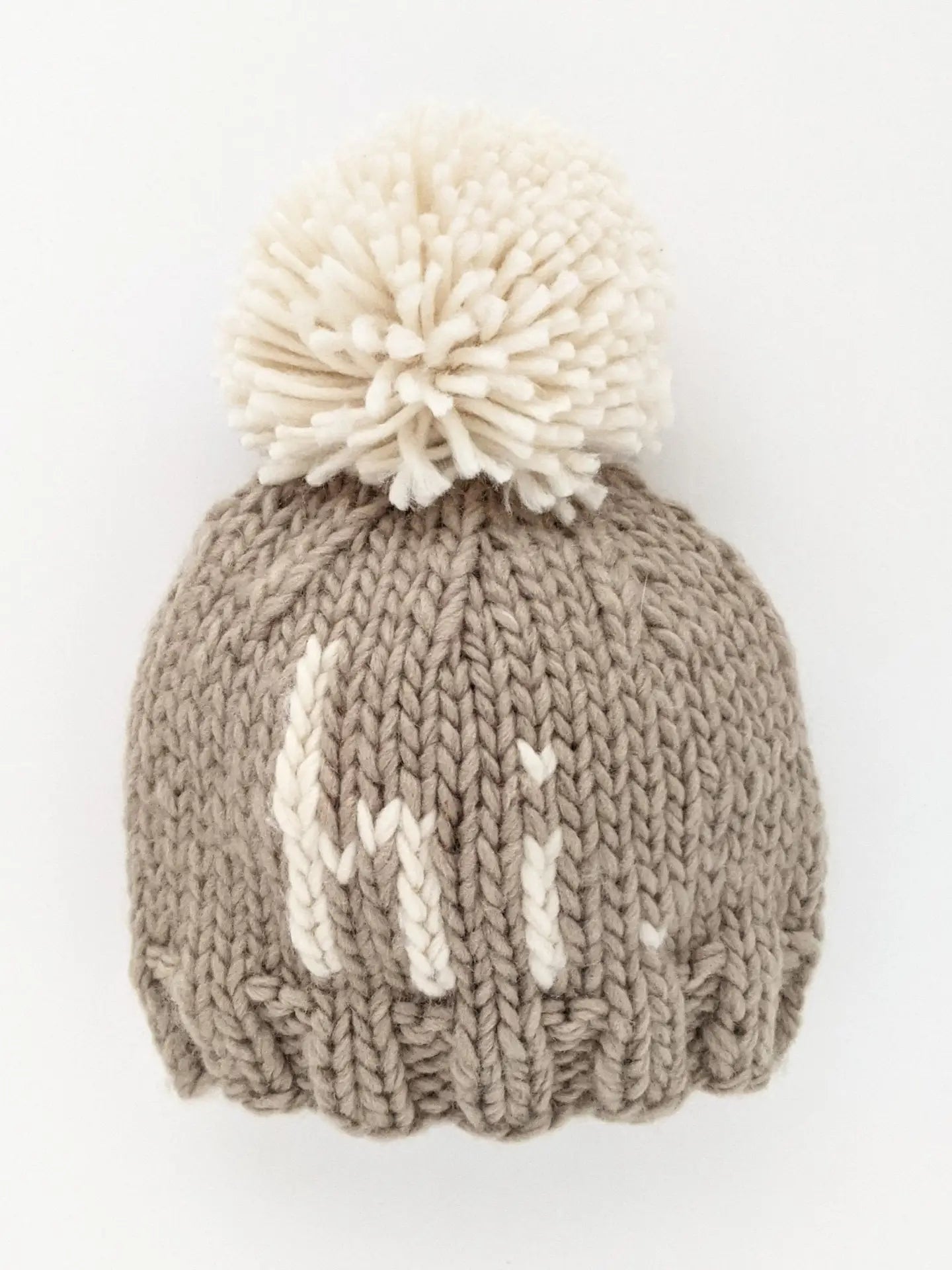 Hi. Hand Knit Beanie Hat Pebble Brown 0-6 M