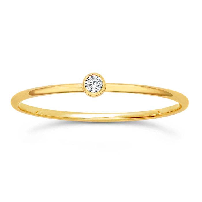 Gold-Filled Tiny Stone Stacking Ring 8 Black