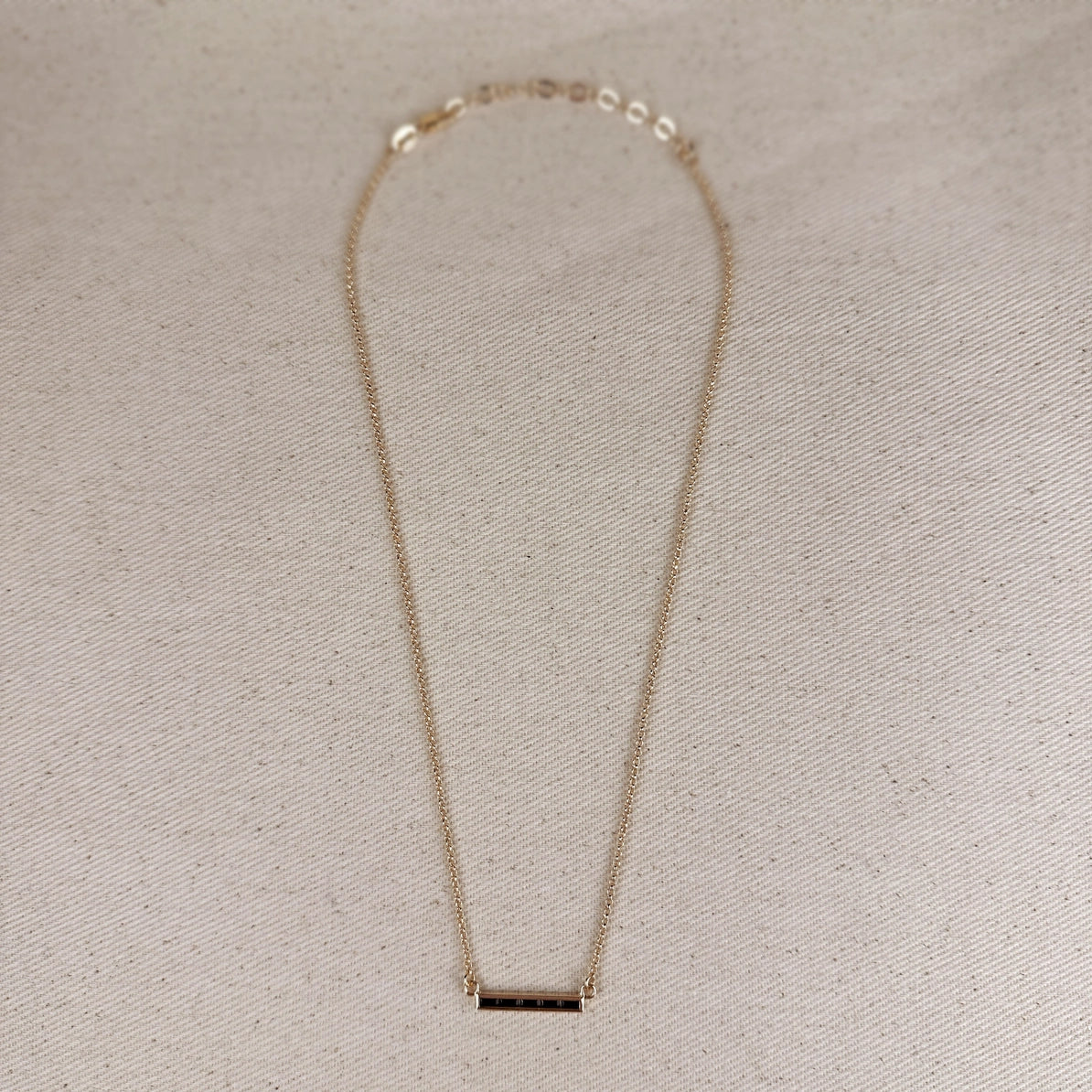 18k Gold Filled Bar Necklace - Emerald