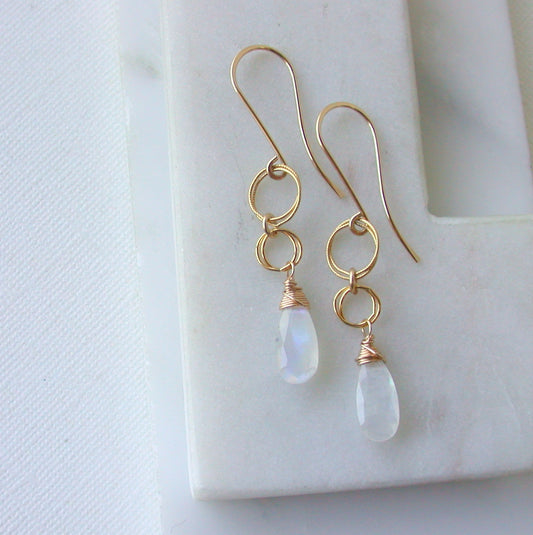 Statement Moonstone Earrings 14k Gold Fill