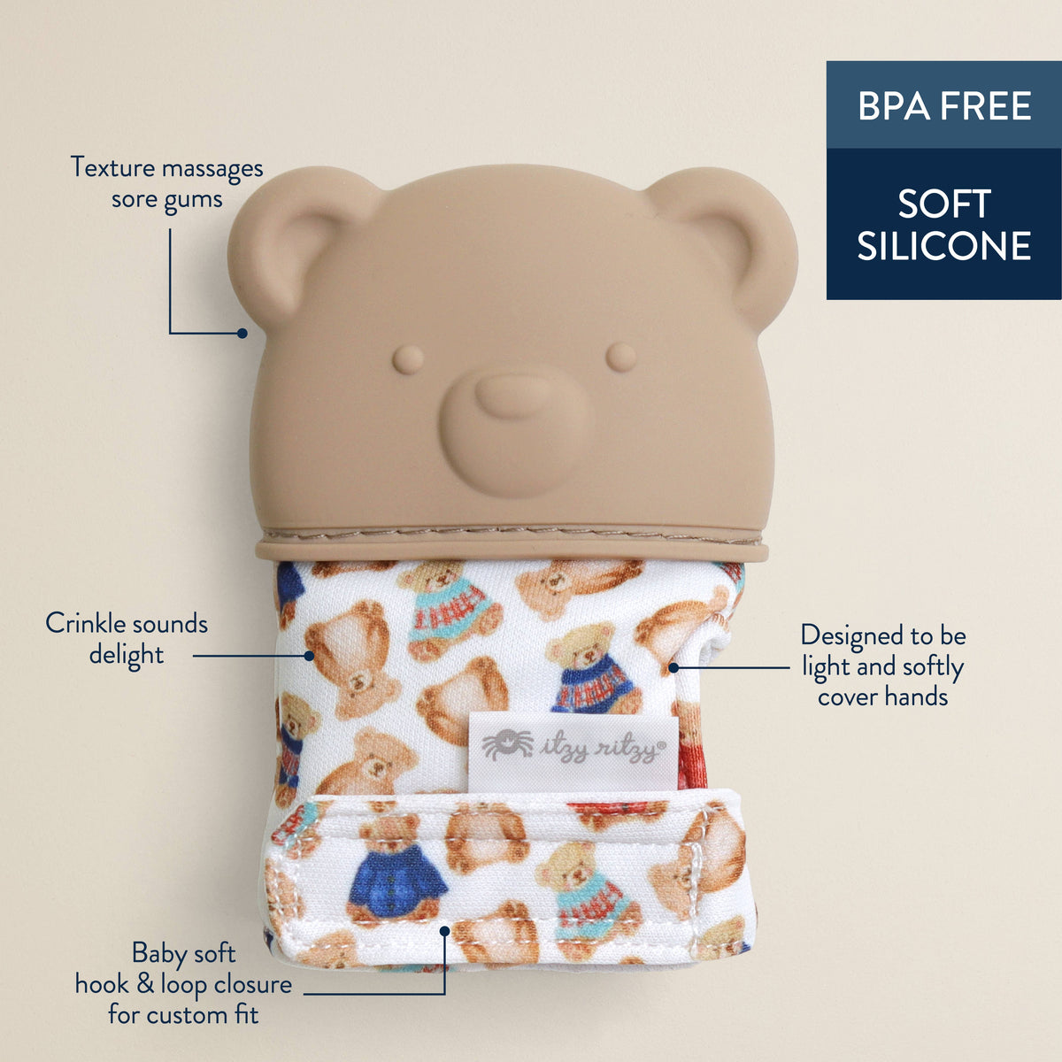Silicone Teething Mitt Bear