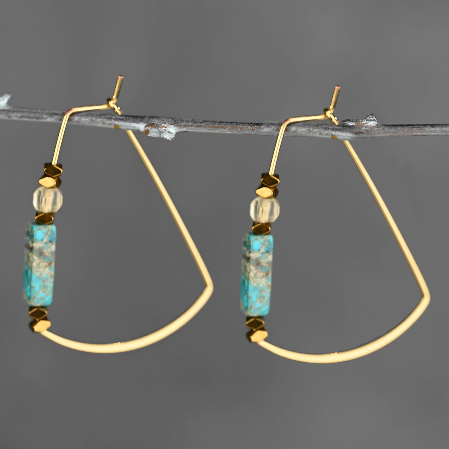 Modern Trapezoid Wire Semi Precious Combinations