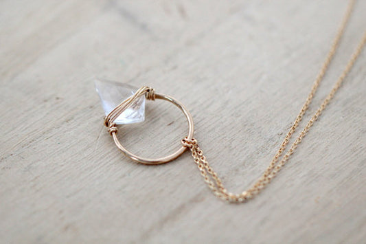 Albatross Necklace - 14kt GF + Quartz