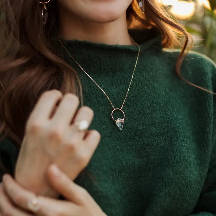 Albatross Necklace - 14kt GF + Quartz