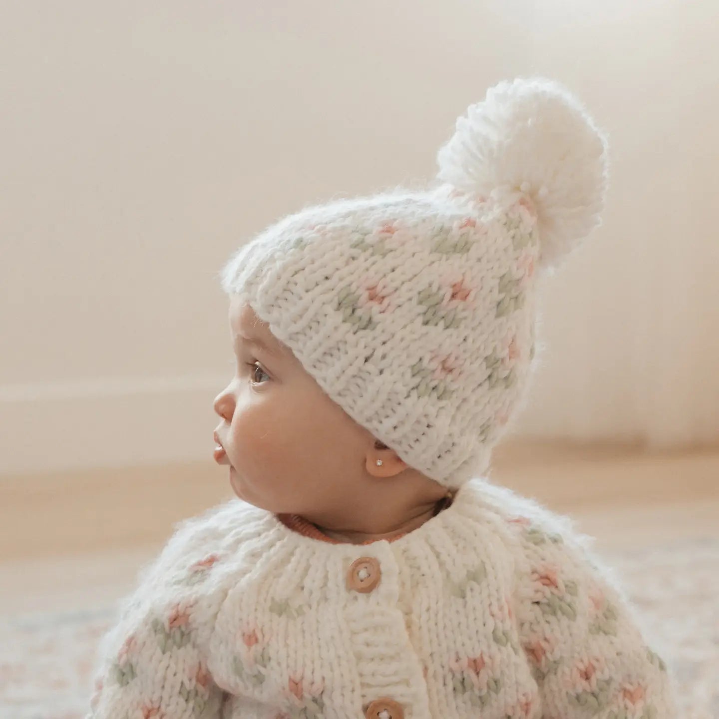 Bitty Blooms Beanie Hat - Cream