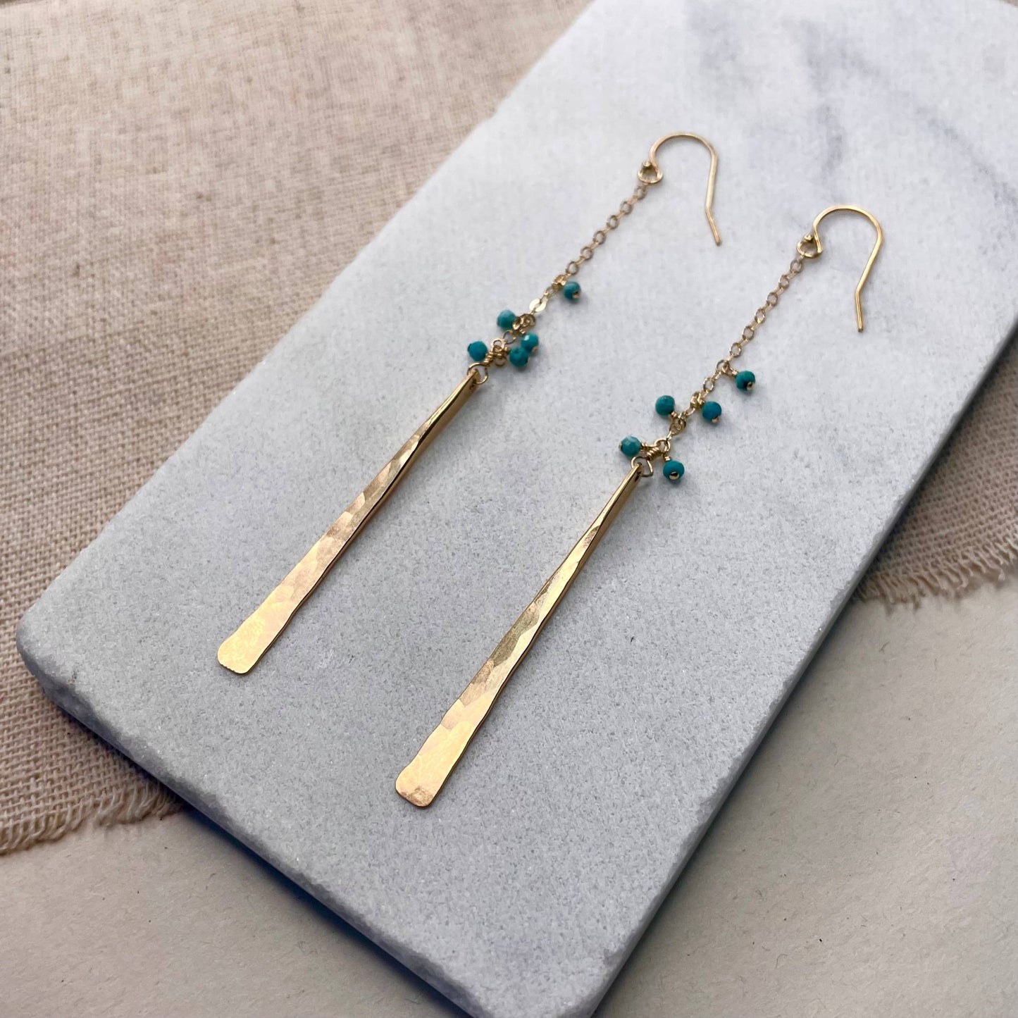 Hammered Stick Beaded Earrings