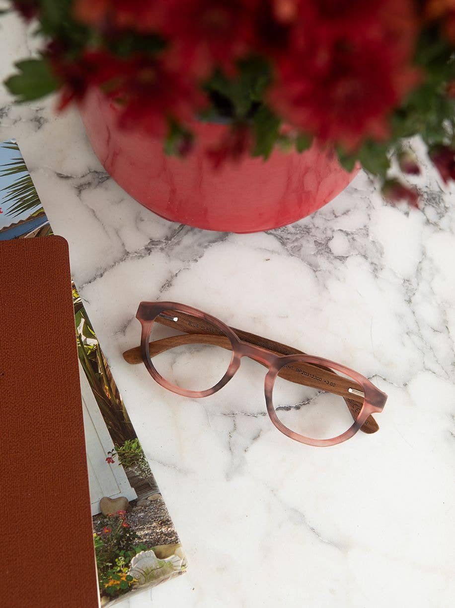 Sunset Blue Light Readers - Matte Rose Marble