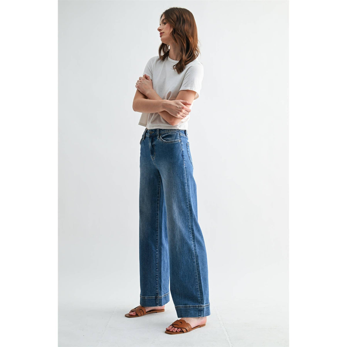 Harper Mid-Rise Trouser Hem Denim