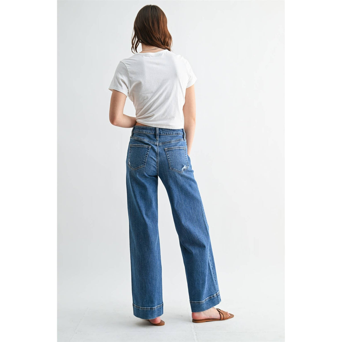 Harper Mid-Rise Trouser Hem Denim